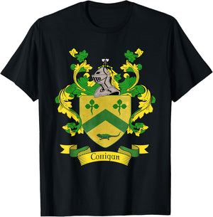 Corrigan Coat of Arms | Corrigan Surname Family Crest T-Shirt - T-Shirt | Black