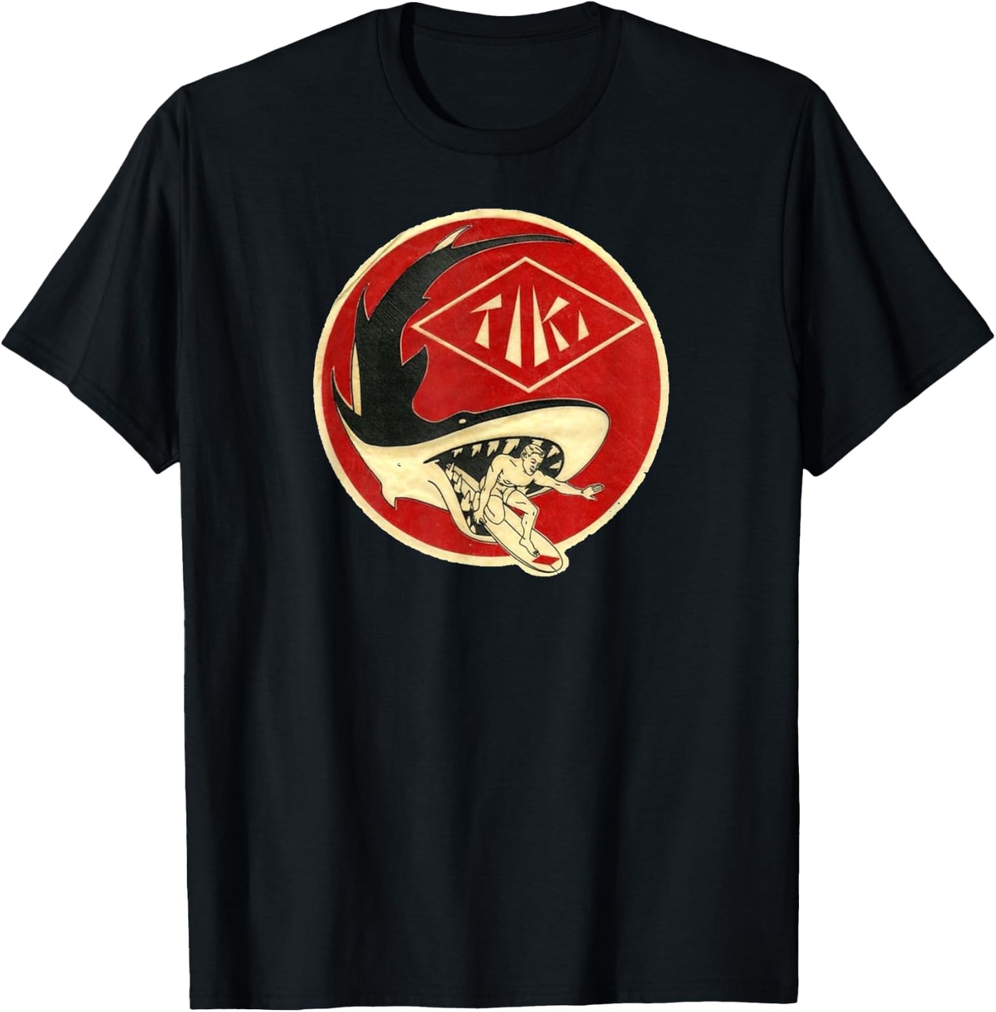 TIKI Surf T Shirt! Watch out for those sharks, dude. T-Shirt - T-Shirt | Black