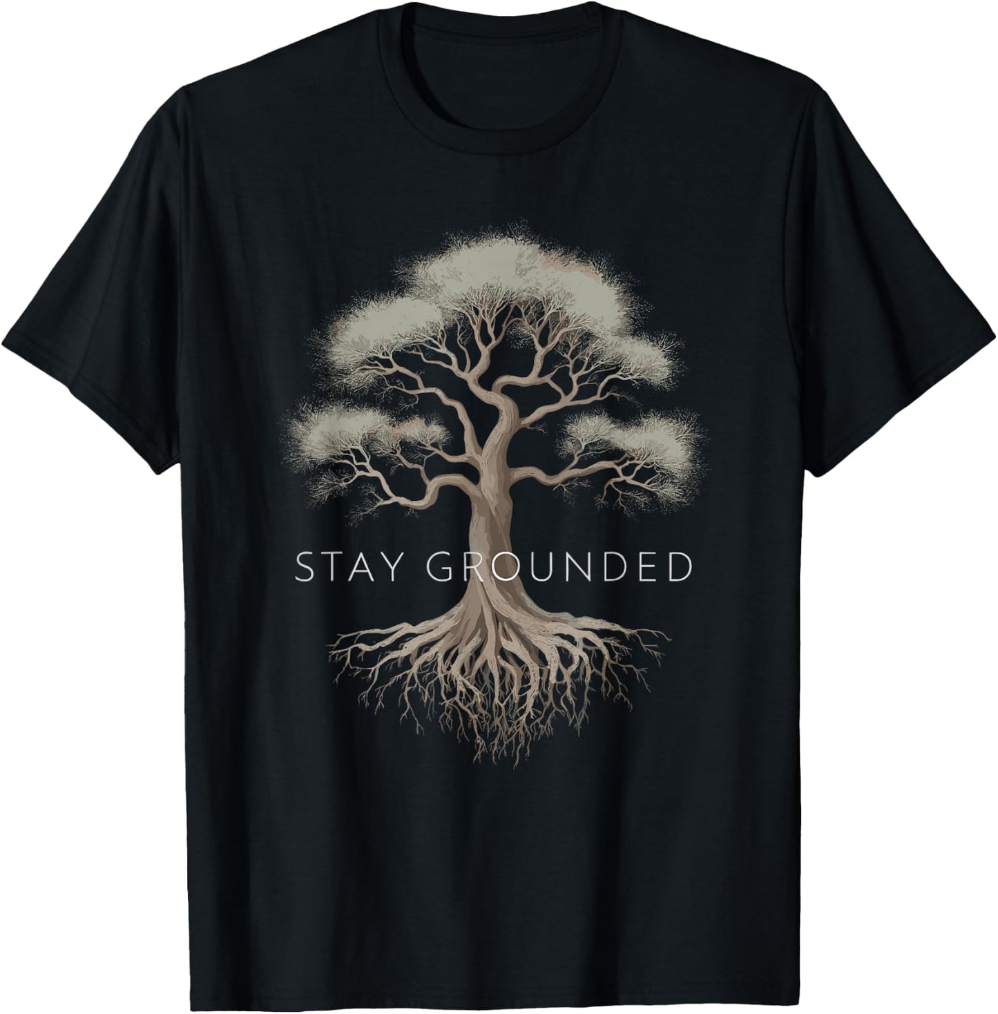 Stay Grounded - Inspiring Tree Roots Design T-Shirt - T-Shirt | Black