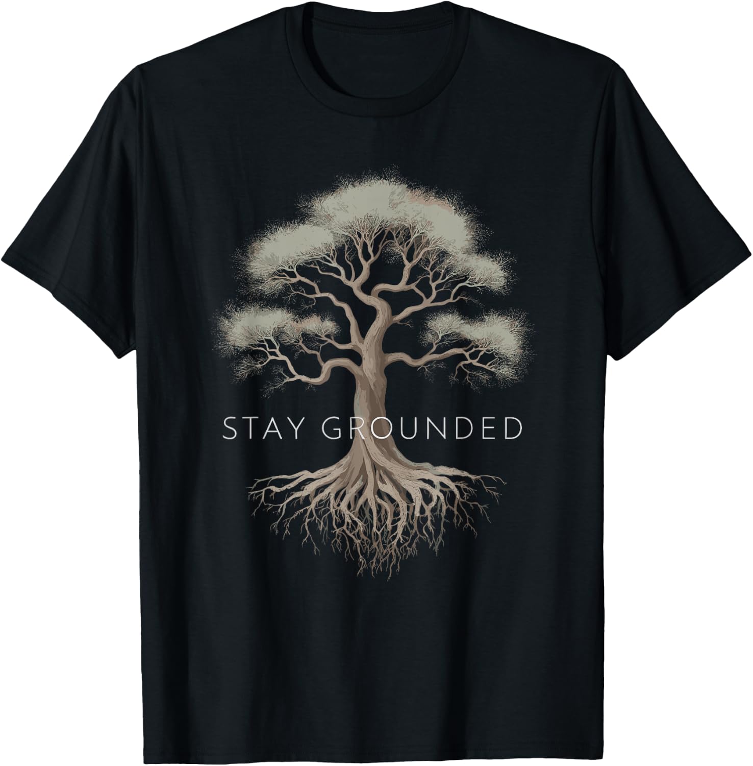 Stay Grounded - Inspiring Tree Roots Design T-Shirt - T-Shirt | Black