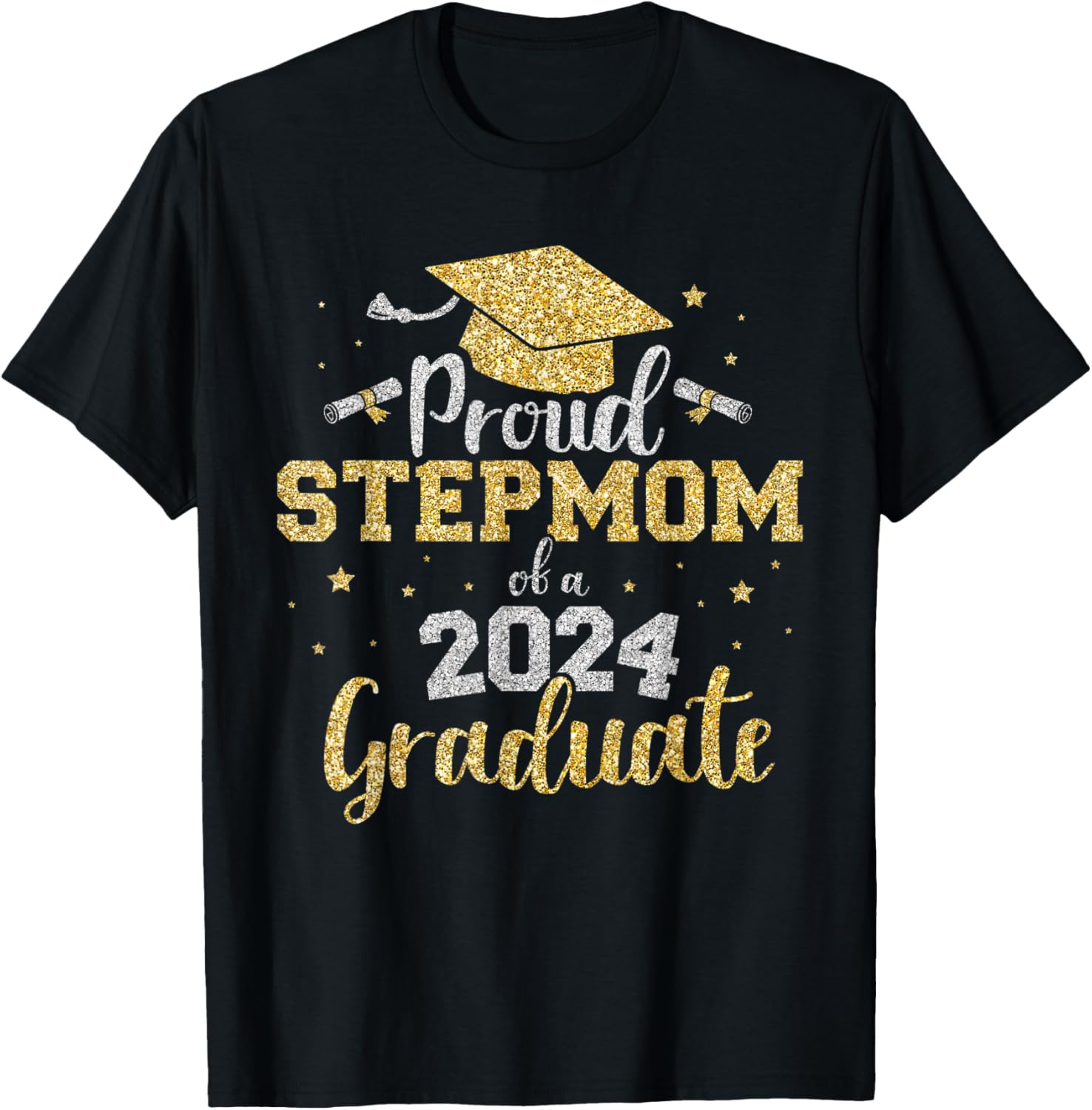 Proud stepmom of a class of 2024 graduate senior graduation T-Shirt - T-Shirt | Black