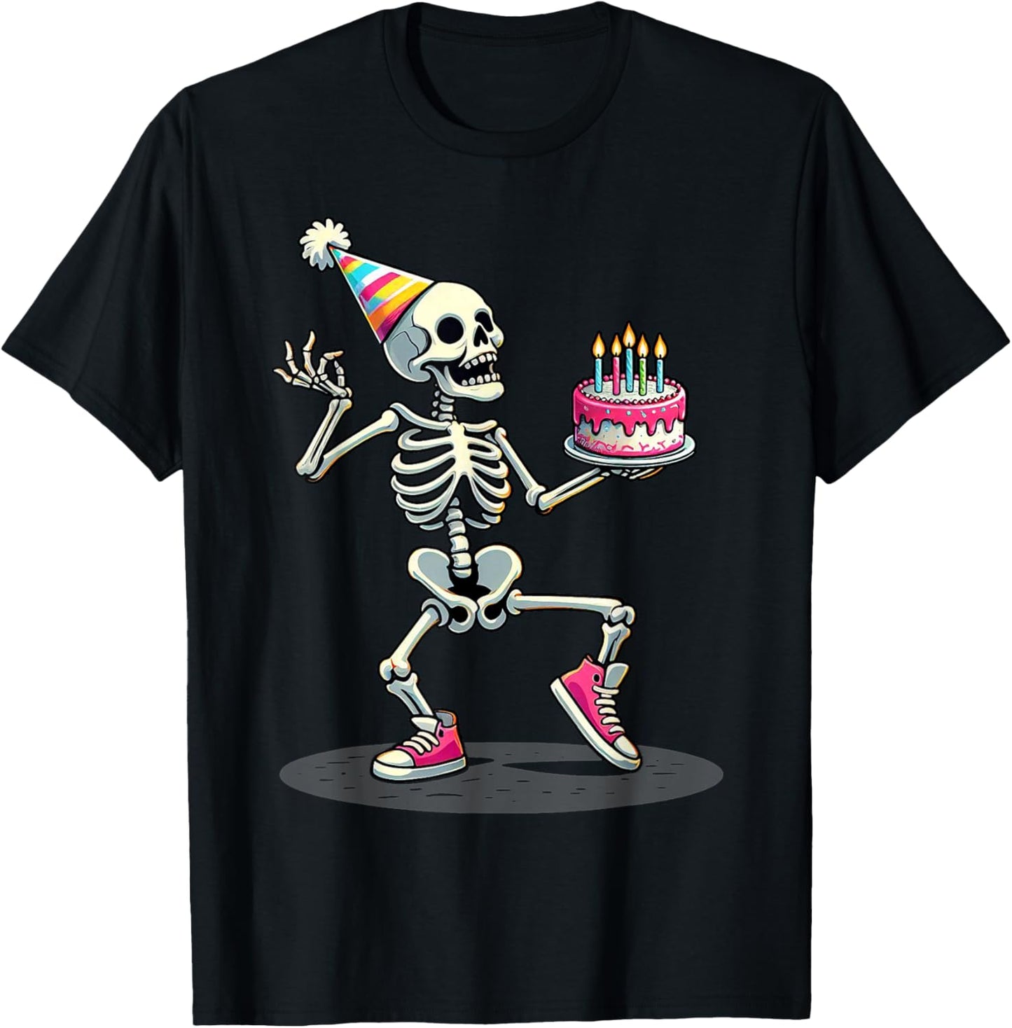 Funny Halloween Birthday Party Halloween Skeleton Birthday T-Shirt - T-Shirt | Black