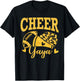 Cheer Yaya Biggest Fan Black Gold Pom Pom Mothers Day T-Shirt - T-Shirt | Black
