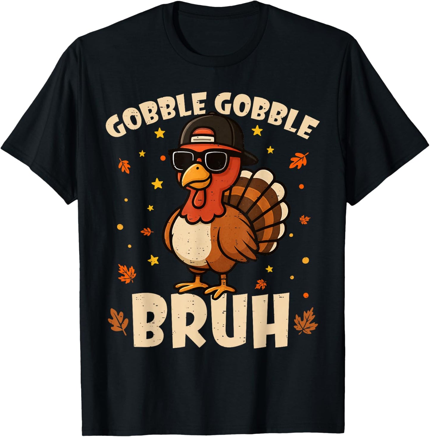 Bruh Funny Thanksgiving Turkey Gobble Shirt Boys Girls Kids T-Shirt - T-Shirt | Black