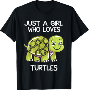 Just A Girl Who Loves Turtles Lover Gift Cute Turtle Love T-Shirt - T-Shirt | Black