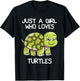 Just A Girl Who Loves Turtles Lover Gift Cute Turtle Love T-Shirt - T-Shirt | Black