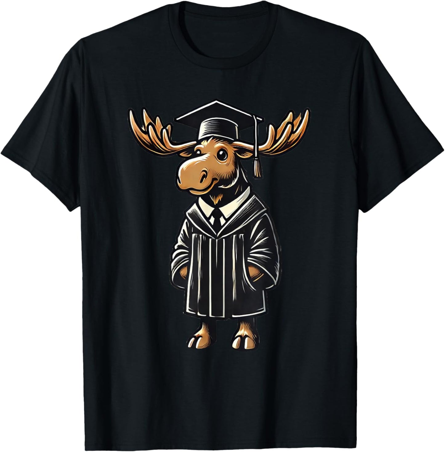 Cute Moose Graduation T-Shirt - T-Shirt | Black