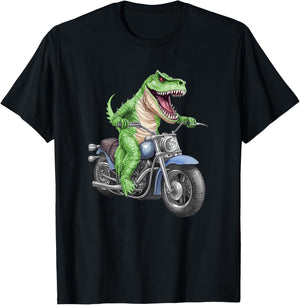 Dinosaur On Motorcycle, Funny, Jokes, Sarcastic T-Shirt - T-Shirt | Black