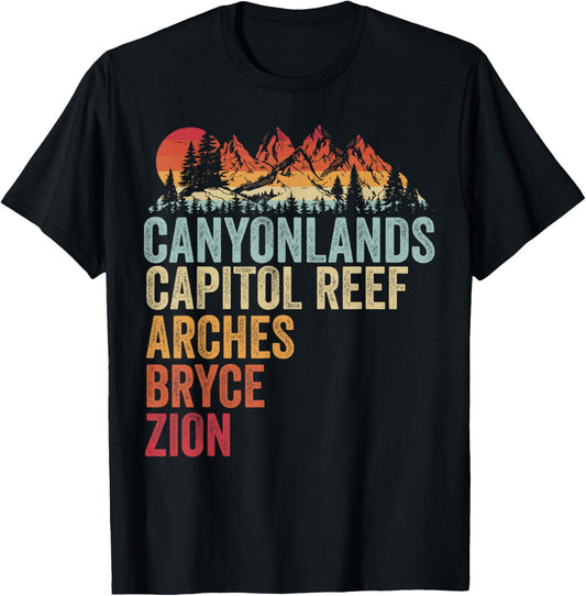 Vintage Utah Souvenir Big 5 Utah Mighty Five National Park T-Shirt - T-Shirt | Black
