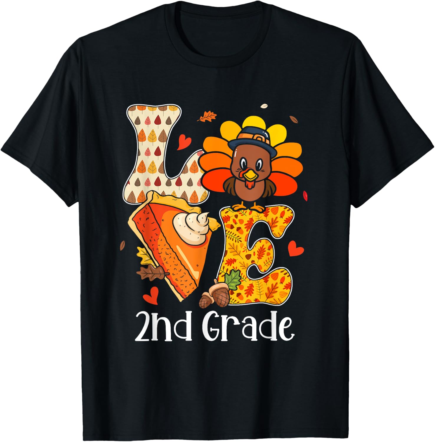 Teacher Turkey Thanksgiving Day Love 2nd Grade Teacher Life Men Women T-Shirt - T-Shirt | Black