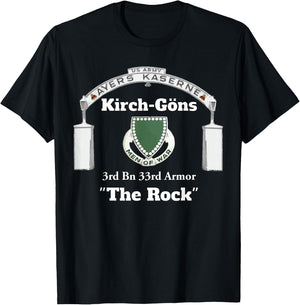 Ayers Kaserne-Kirch-Gons - 3rd Bn 33rd Armor design on front T-Shirt - T-Shirt | Black