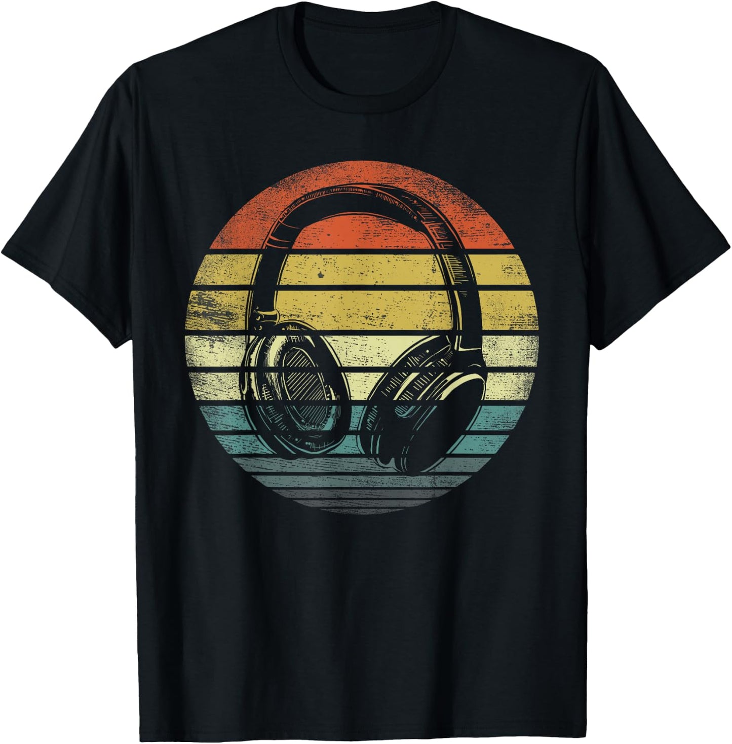 Music Lover Producer DJ Gifts Funny Retro Headphones Small T-Shirt - T-Shirt | Black