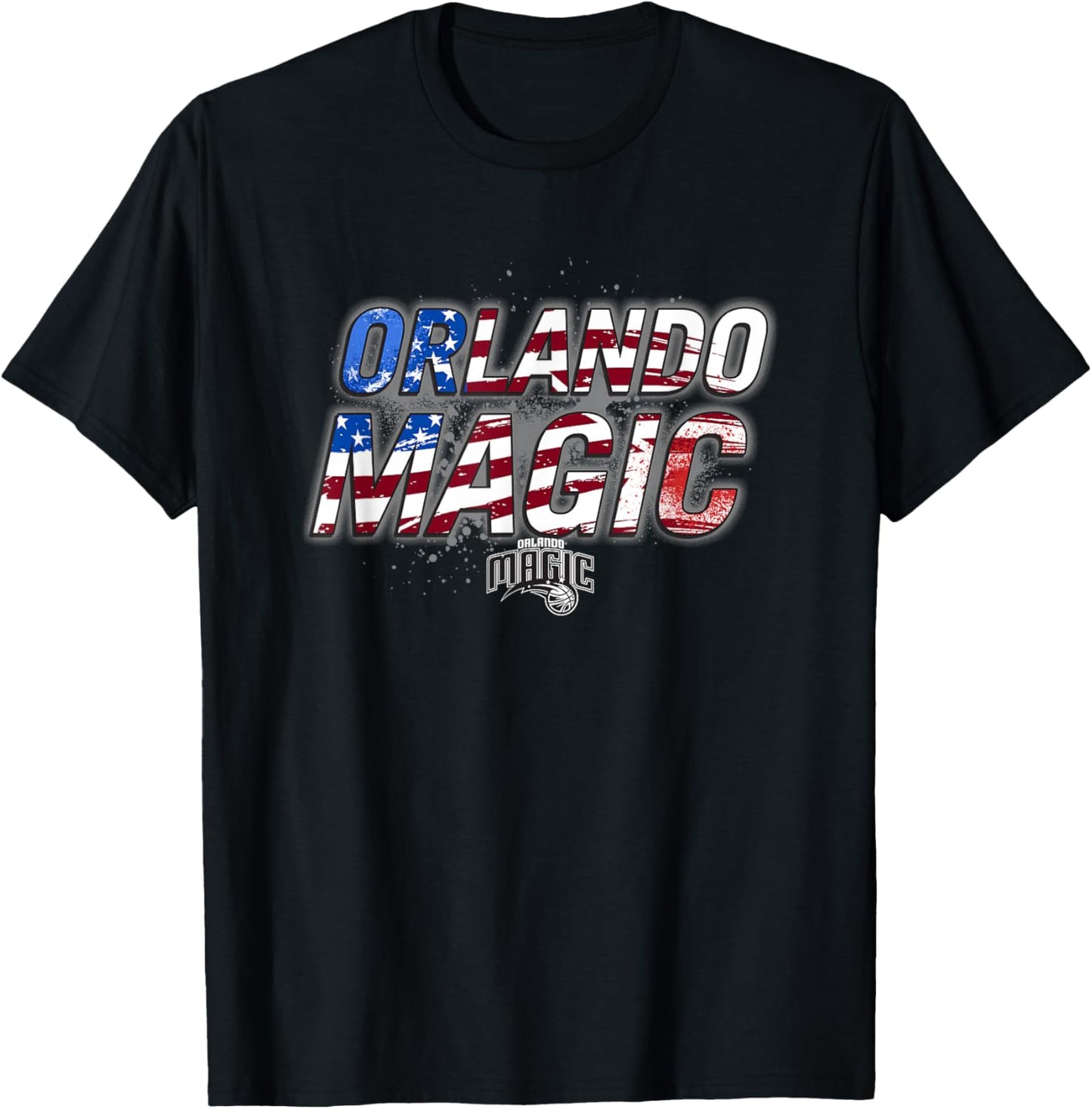 NBA Orlando Magic American Flag Distressed Paint Spill T-Shirt - T-Shirt | Black