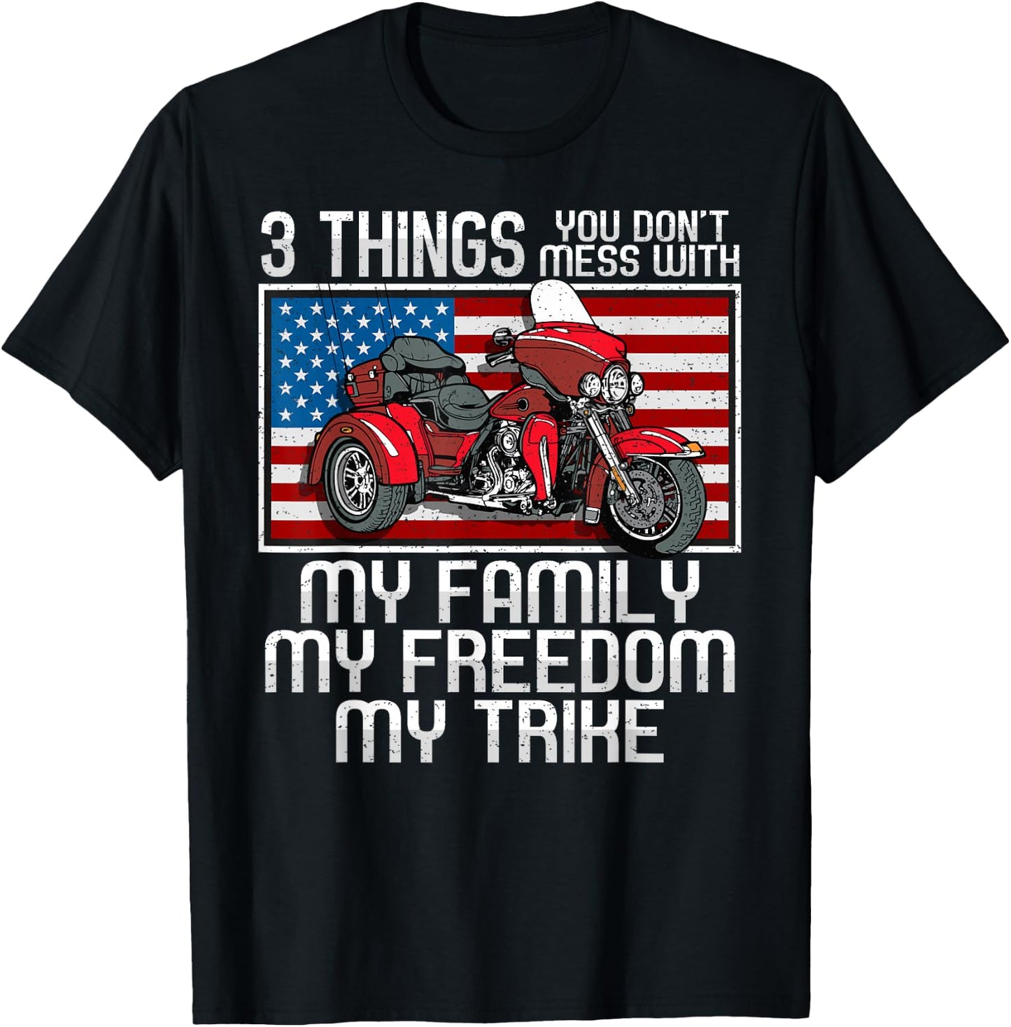 Motorcycle Trike American Biker Rules T-Shirt - T-Shirt | Black