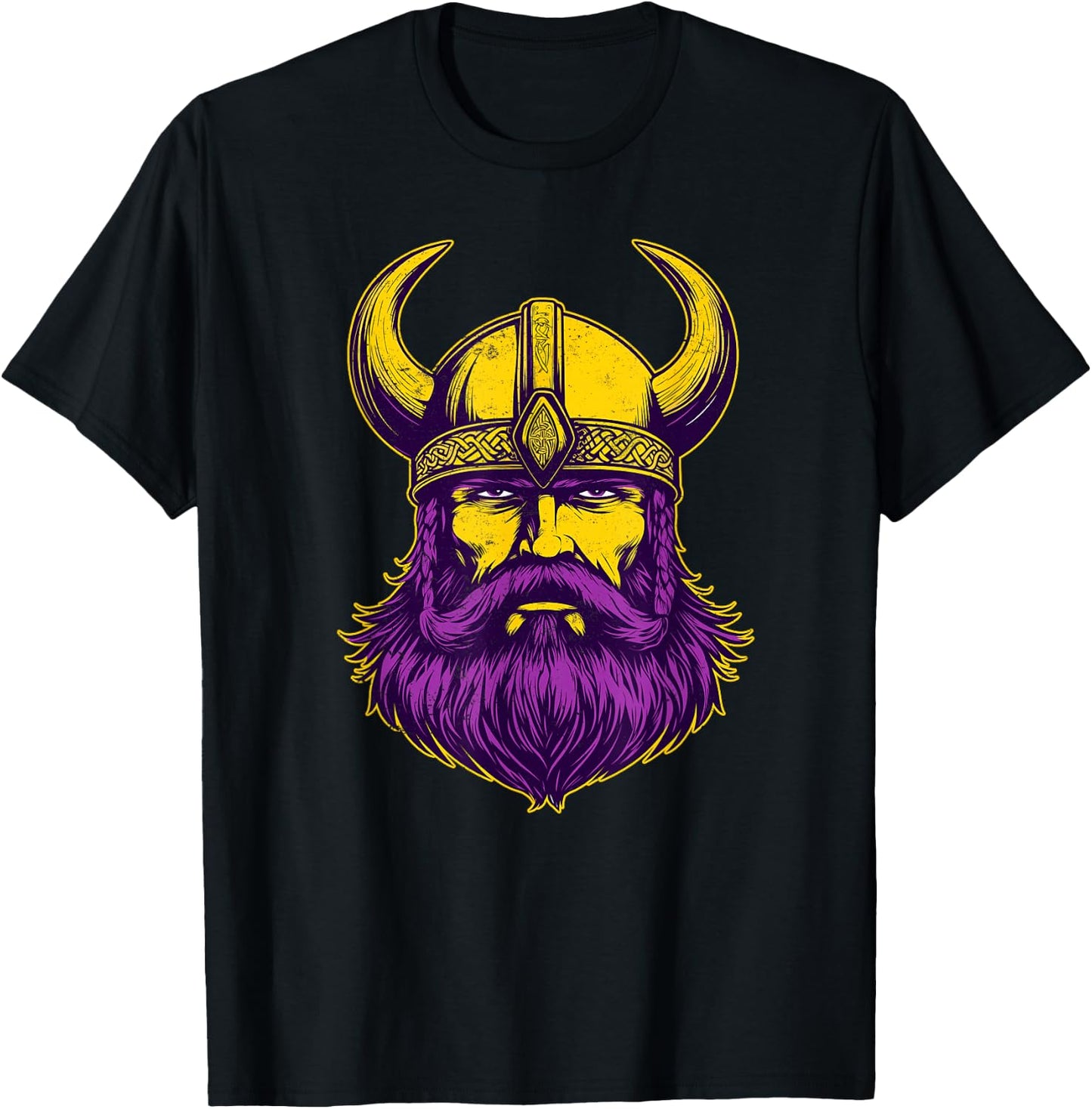 Viking Warrior Helmet Men Distressed Nordic Viking Purple T-Shirt - T-Shirt | Black