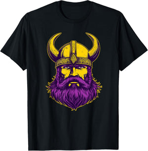 Viking Warrior Helmet Men Distressed Nordic Viking Purple T-Shirt - T-Shirt | Black
