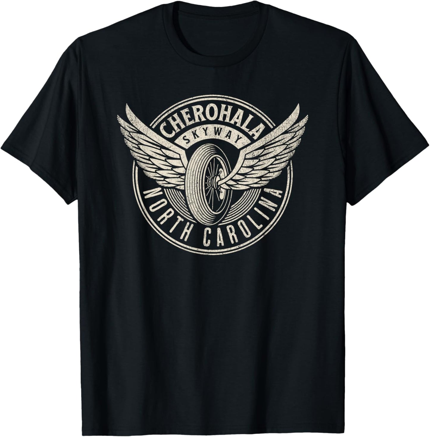 Cherohala Skyway North Carolina Motorcycle Biker Trail T-Shirt - T-Shirt | Black