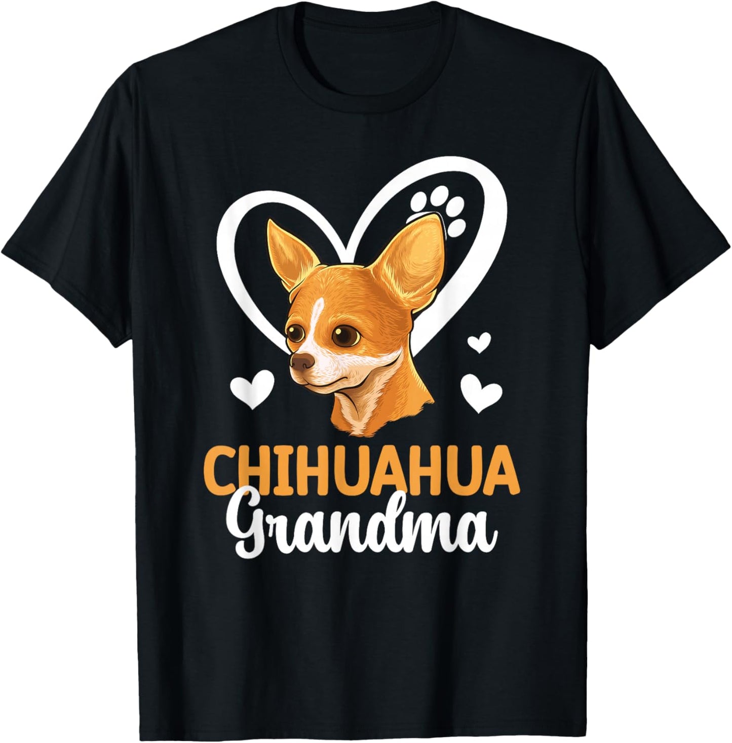 Chihuahua Grandma Of A Chihuahua Grandmother Heart T-Shirt - T-Shirt | Black