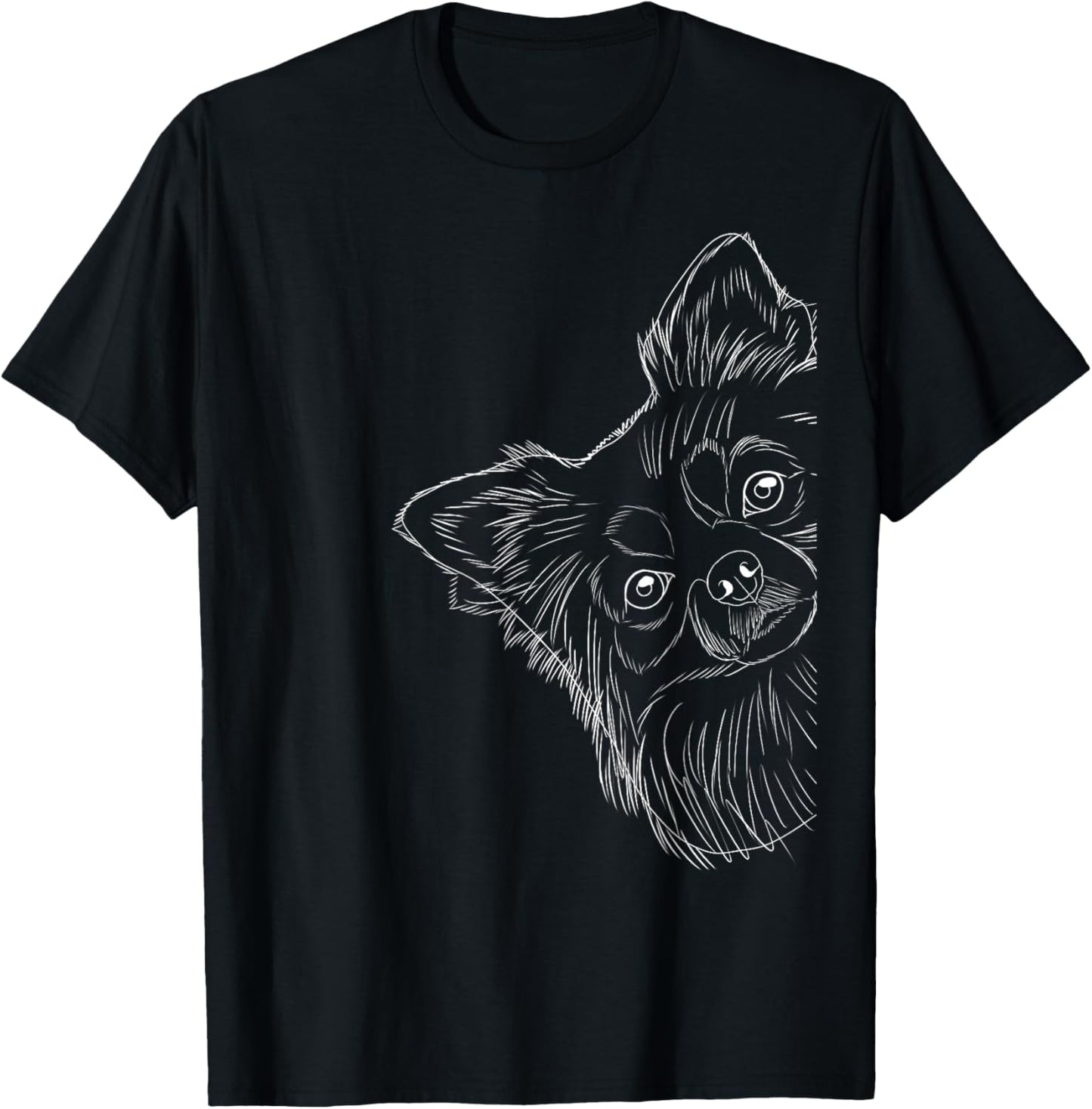 Longhaired Chihuahua Designs Funny Dog , -Kids, Black, Small, Short Sleeve T-Shirt - T-Shirt | Black