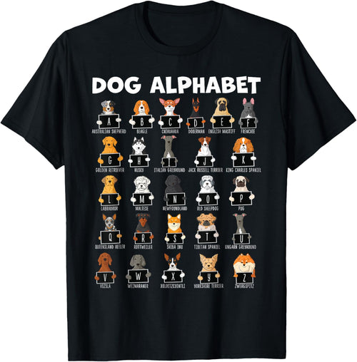 Types Of Dogs Alphabet A-Z ABC Dog Identification Women Girls Kids