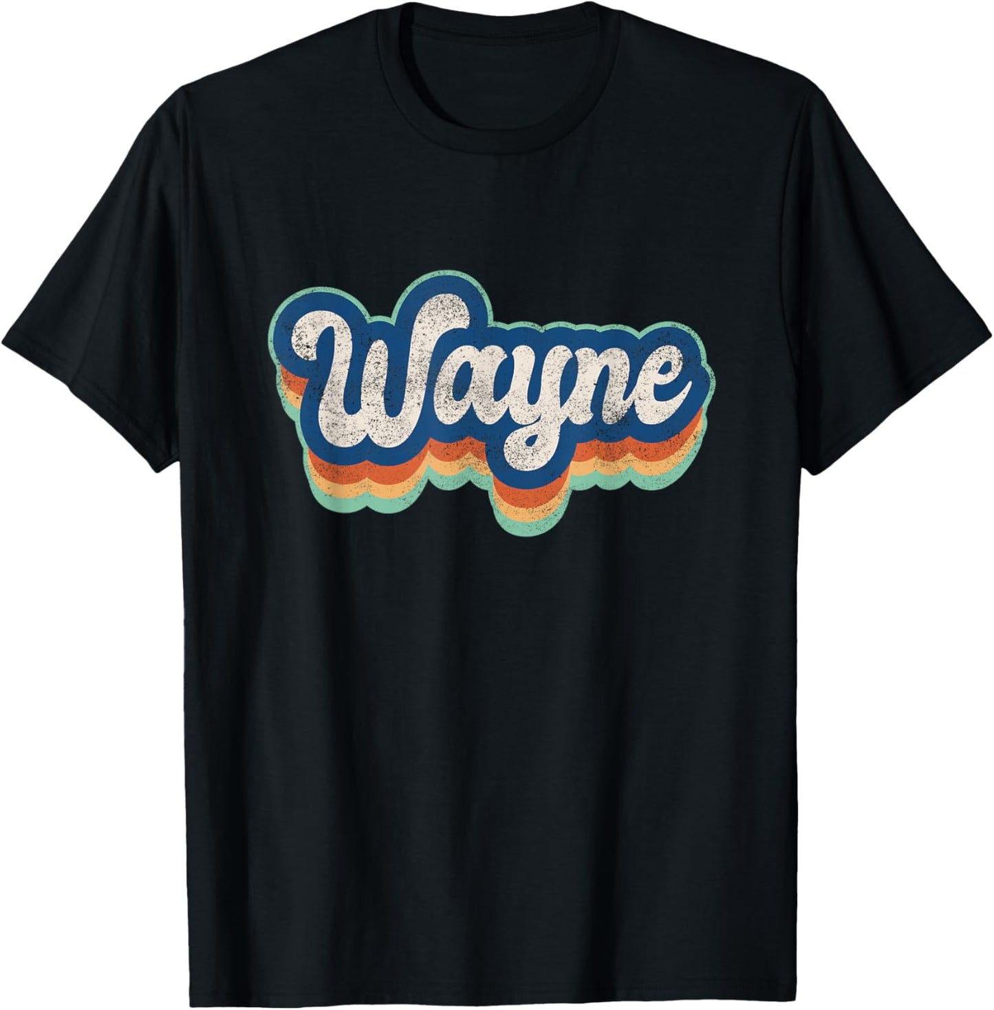 Wayne First Name Boy Vintage Style 70s 80s Personalized T-Shirt - T-Shirt | Black