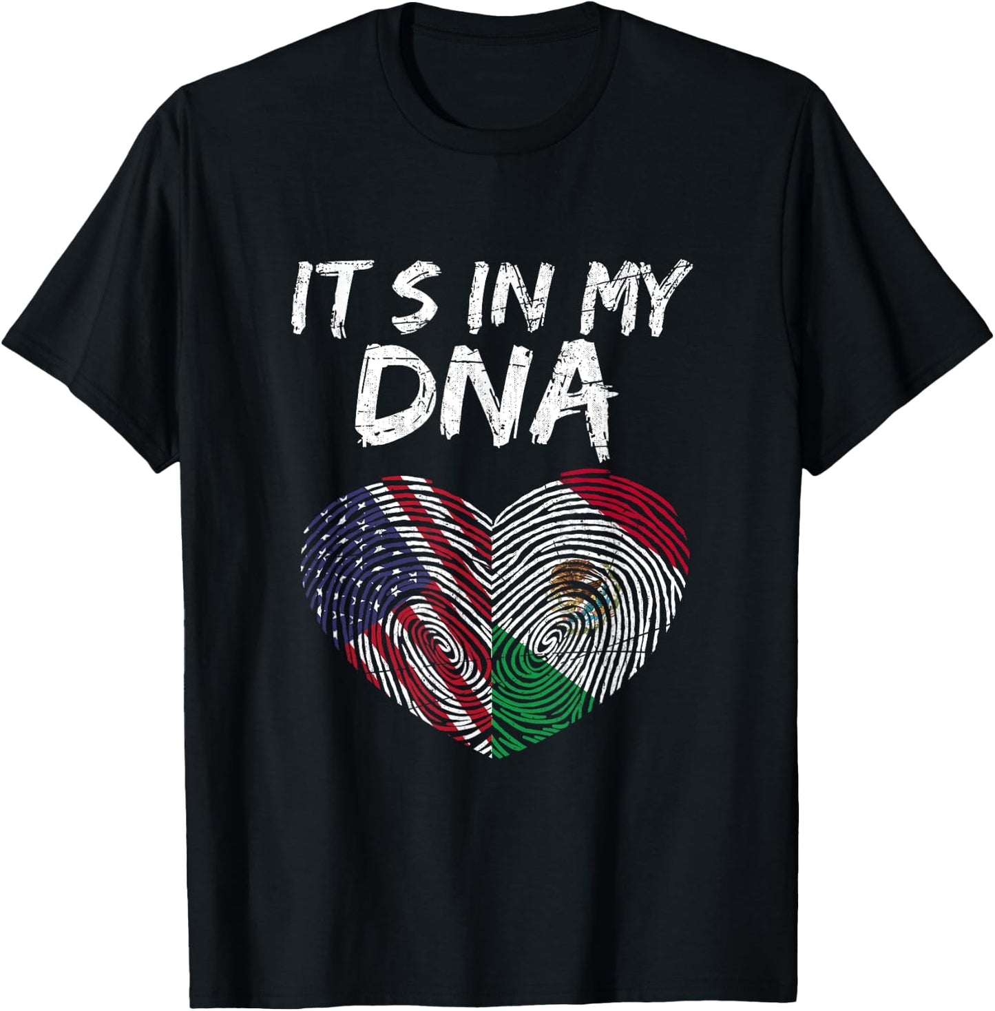 DNA USA Flag American Mexican Flag Mexico T-Shirt - T-Shirt | Black