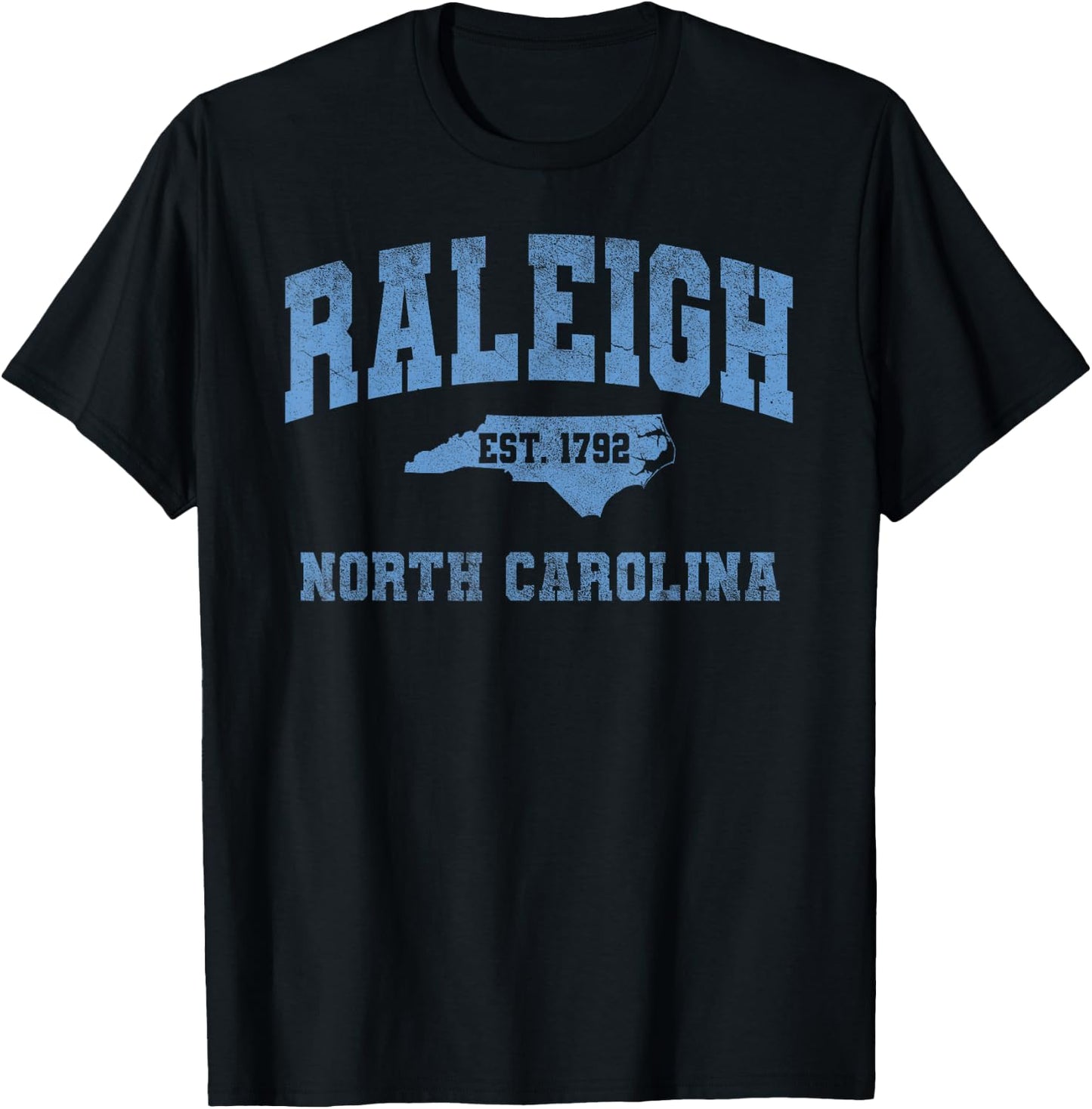 Raleigh North Carolina NC Vintage State Athletic Style T-Shirt - T-Shirt | Black