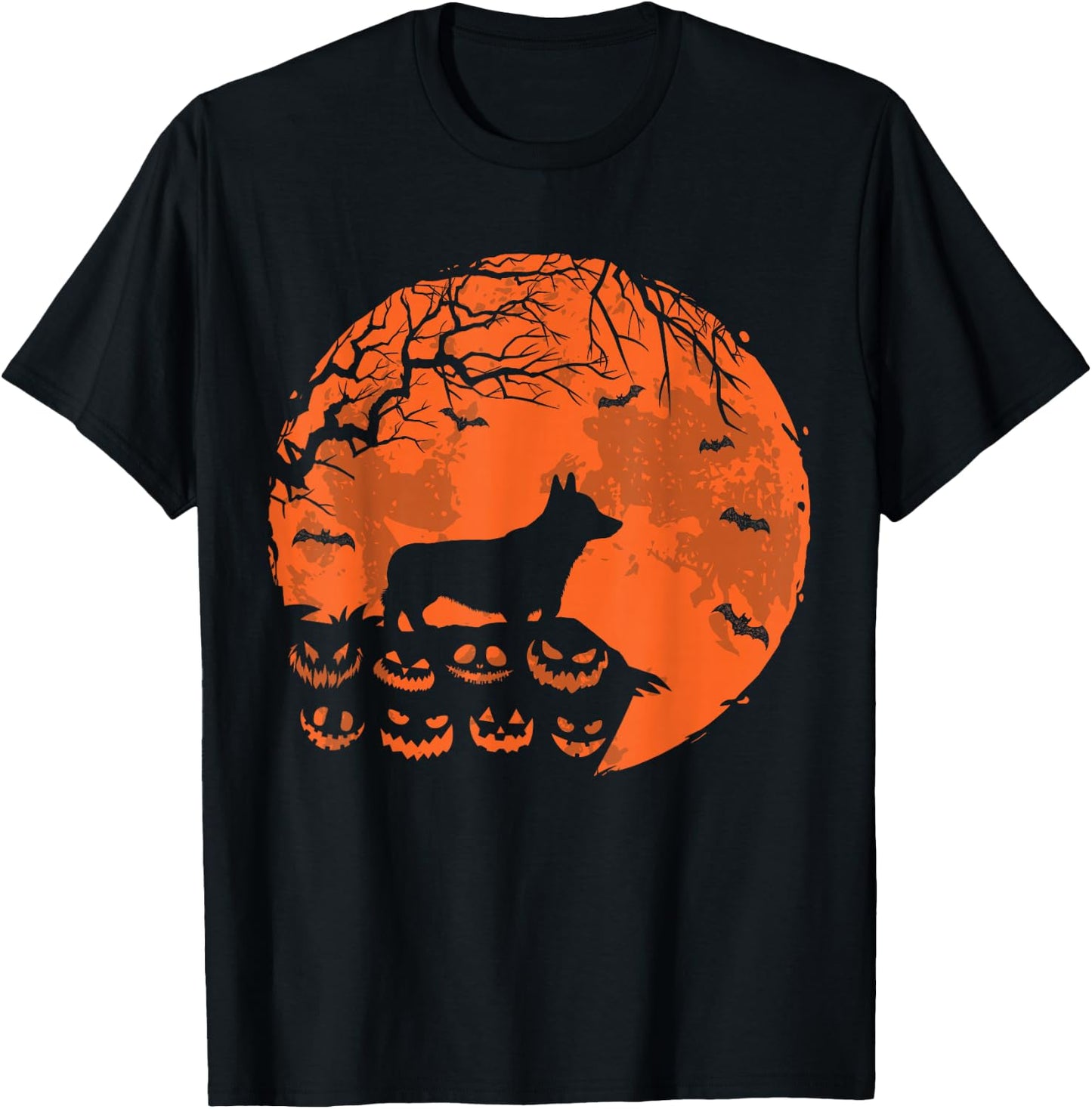 Corgi And Moon Halloween Costume Funny Dog Lover T-Shirt - T-Shirt | Black