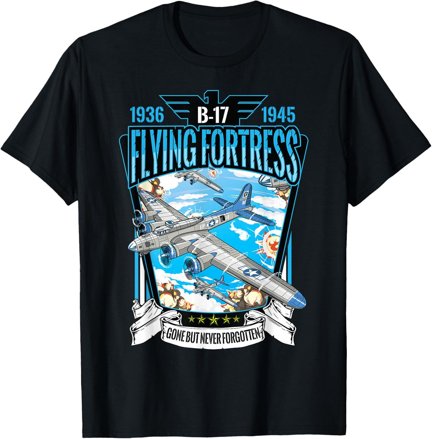 American B17 Flying Fortress WW2 T-Shirt - T-Shirt | Black