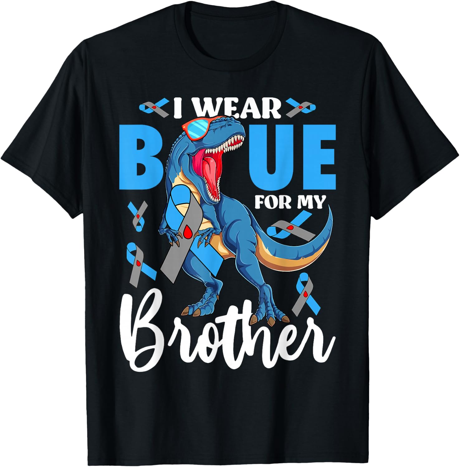 I Wear Blue For My Brother Type 1 Diabetes Awareness T-Shirt - T-Shirt | Black