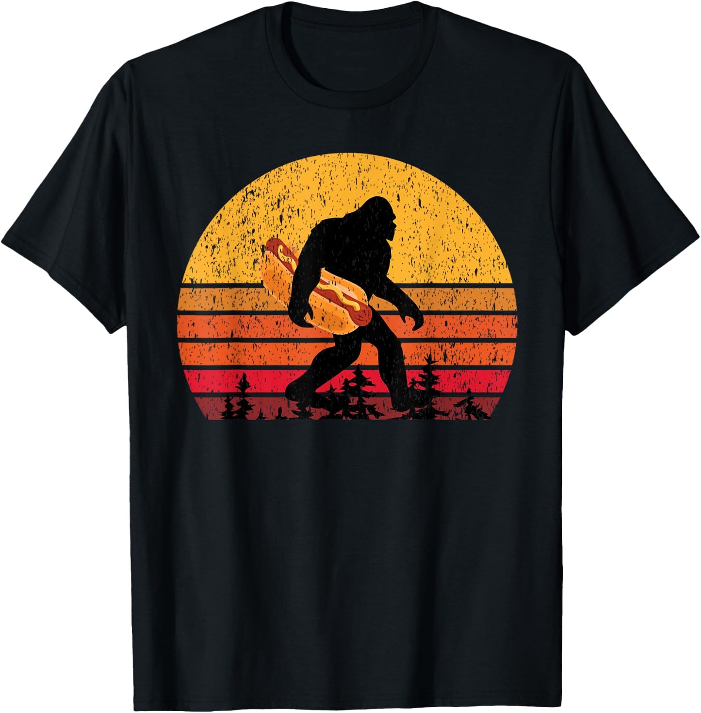 Bigfoot & Men Hot Dog T-Shirt - T-Shirt | Black