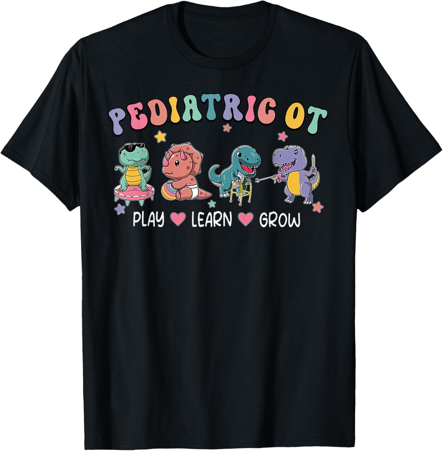 Pediatric Occupational Therapy OT Assistant Cute Dinosaur T-Shirt - T-Shirt | Black