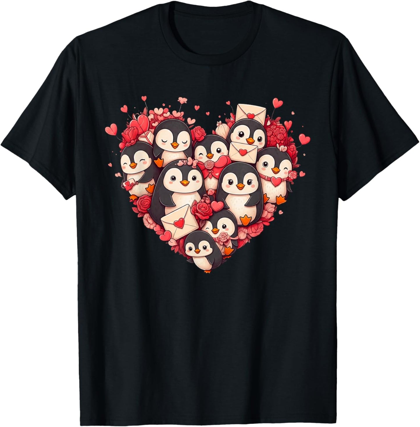 Funny Penguin Heart Valentine Penguin Kids T-Shirt - T-Shirt | Black