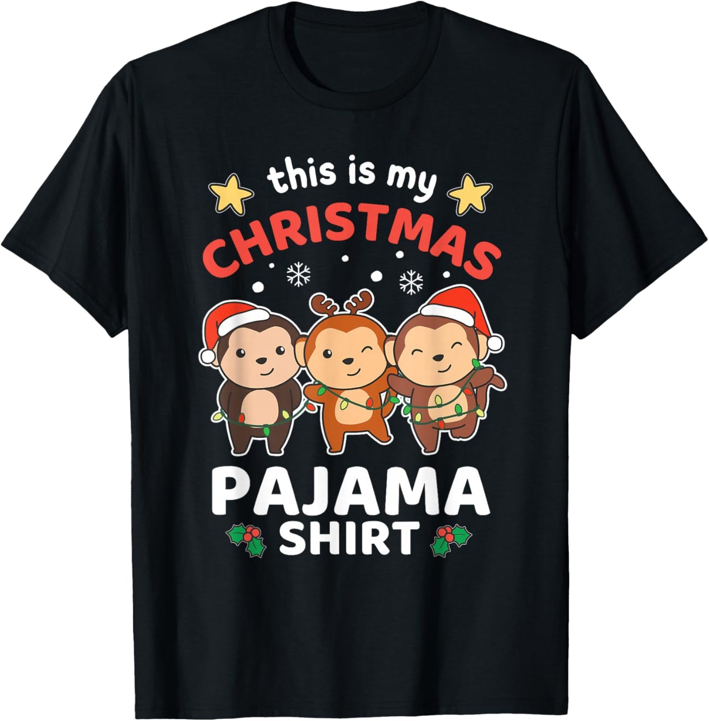 Monkey Christmas This Is My Christmas Pajama T-Shirt - T-Shirt | Black