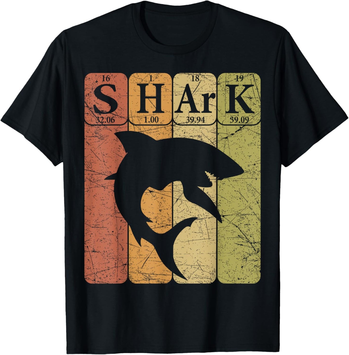 Shark Periodic Table Elements Retro Shark Selachimorphaphile T-Shirt - T-Shirt | Black