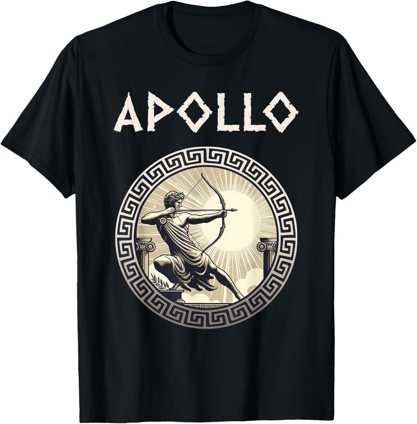Agema Apparel Apollo Greek God of Archery Music and Light , Small, Black T-Shirt - T-Shirt | Black