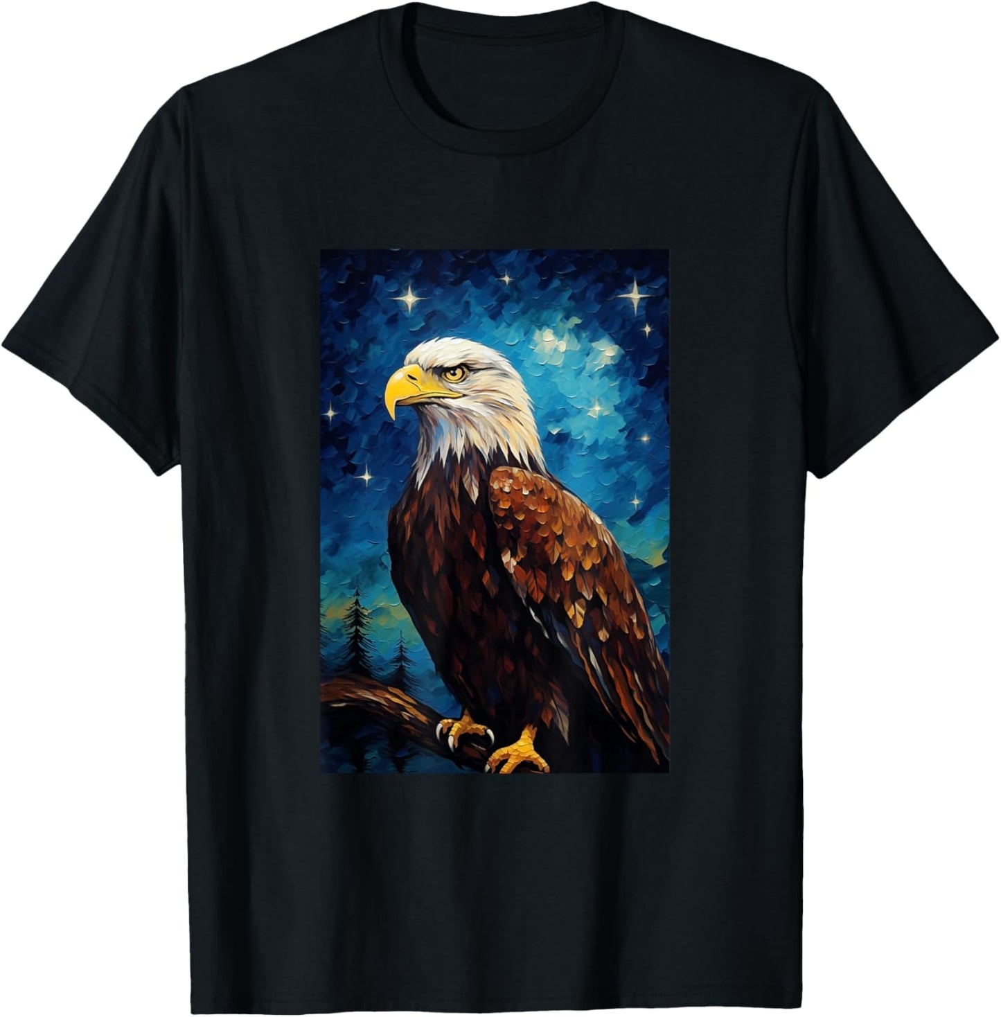 Eagle Designs. Bald Eagle Bird - -Adults, Kids - Black - Short Sleeve - Small - Classic Fit T-Shirt - T-Shirt | Black