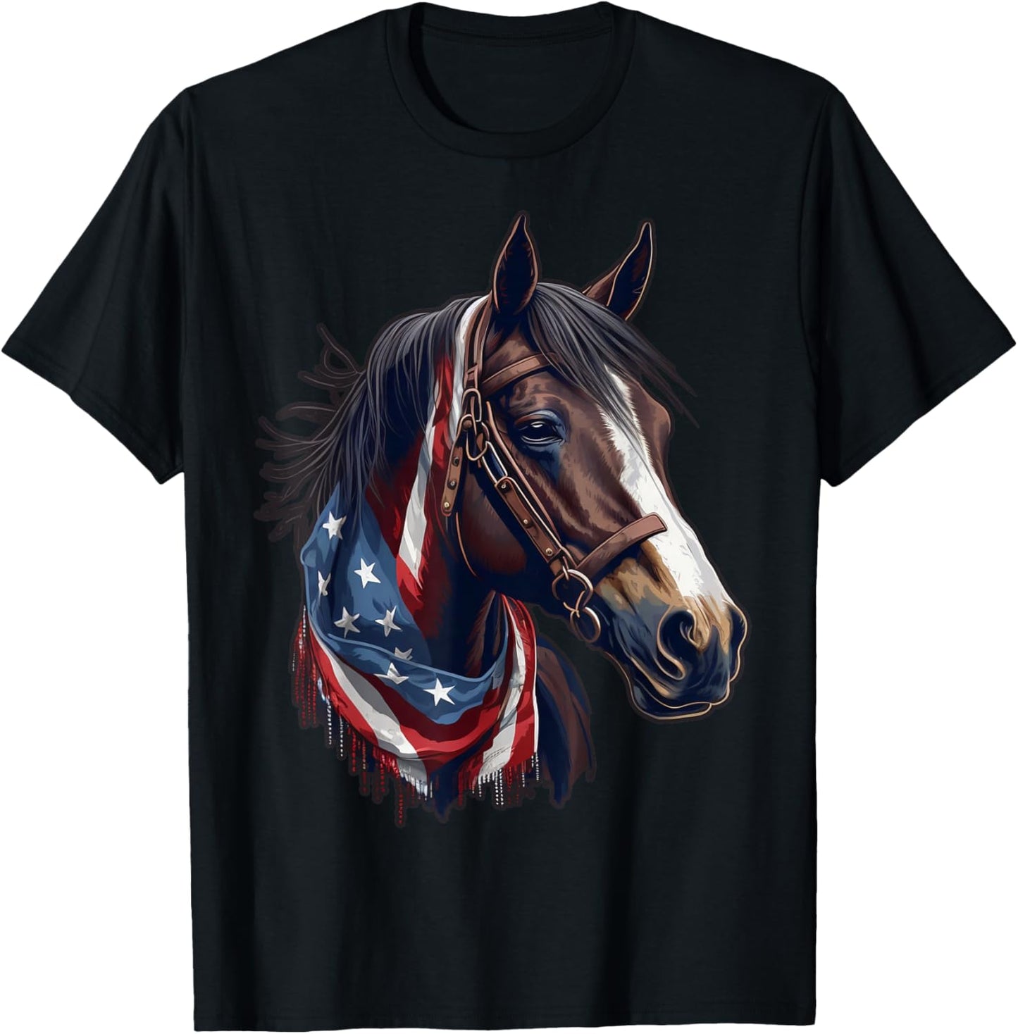 USA 4th Of July Horse on Patriotic American Horse T-Shirt - T-Shirt | Black
