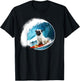 Funny Pug - Surfing Pug riding a ocean Wave on a Pizza T-Shirt - T-Shirt | Black
