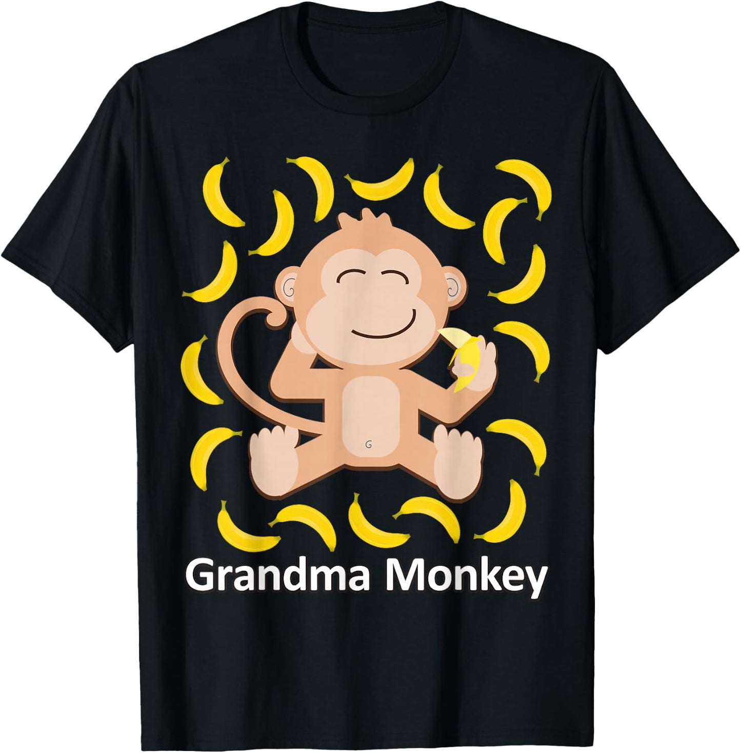 Grandma Monkey Banana Print Monkeys Bananas T-Shirt - T-Shirt | Black