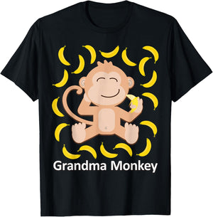 Grandma Monkey Banana Print Monkeys Bananas T-Shirt - T-Shirt | Black