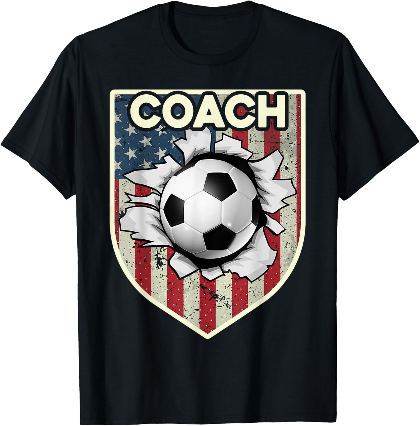 USA Flag Soccer Coach Funny Soccer Trainer American Outfit T-Shirt - T-Shirt | Black