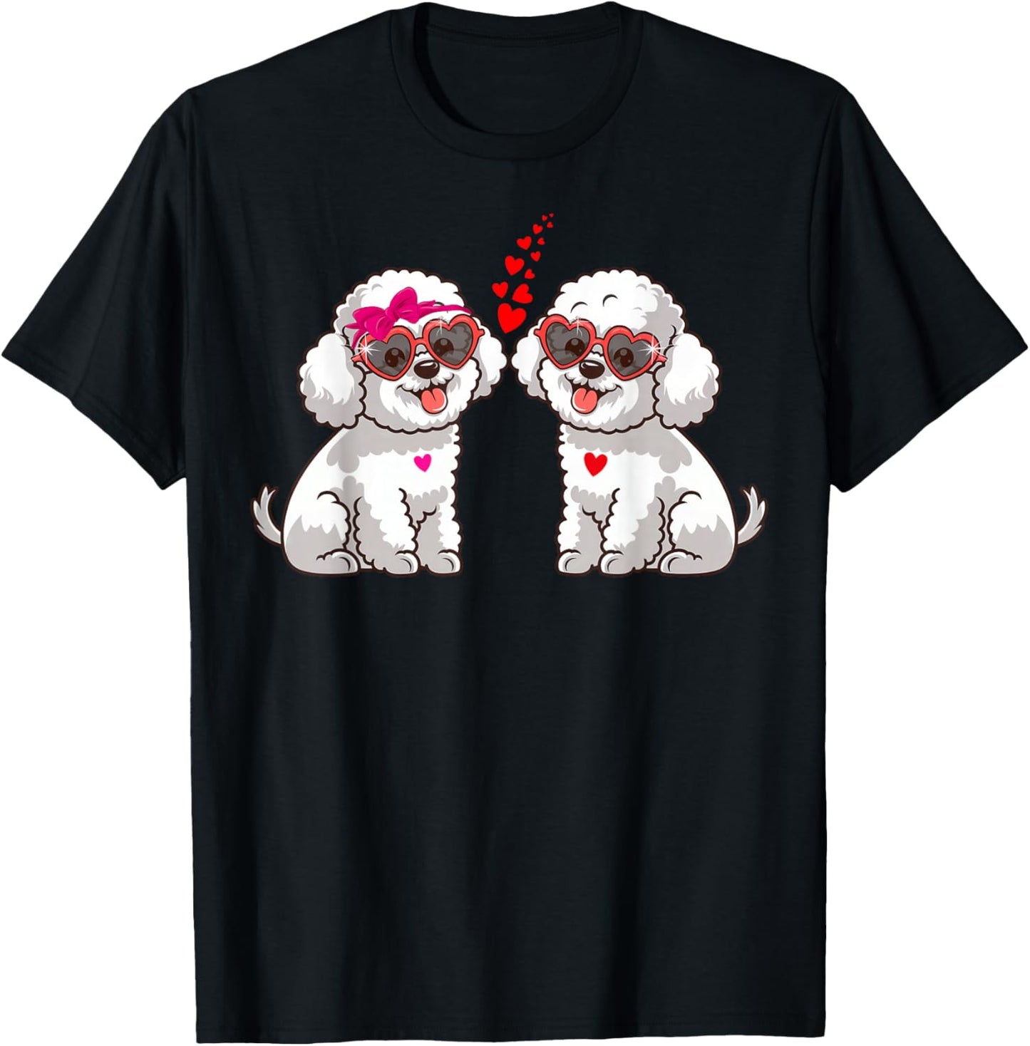 Bichon Frise Dog Valentine's Day Matching Couple Man Woman T-Shirt - T-Shirt | Black