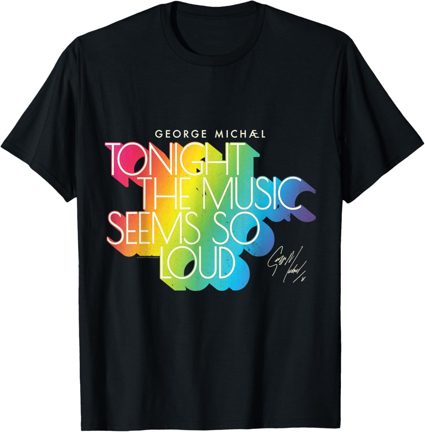 George Michael Tonight the Rainbow Retro Rainbow , Black, S T-Shirt - T-Shirt | Black