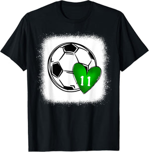 Custom Soccer Mom Number 11 Heart for Mom, Mommy T-Shirt - T-Shirt | Black