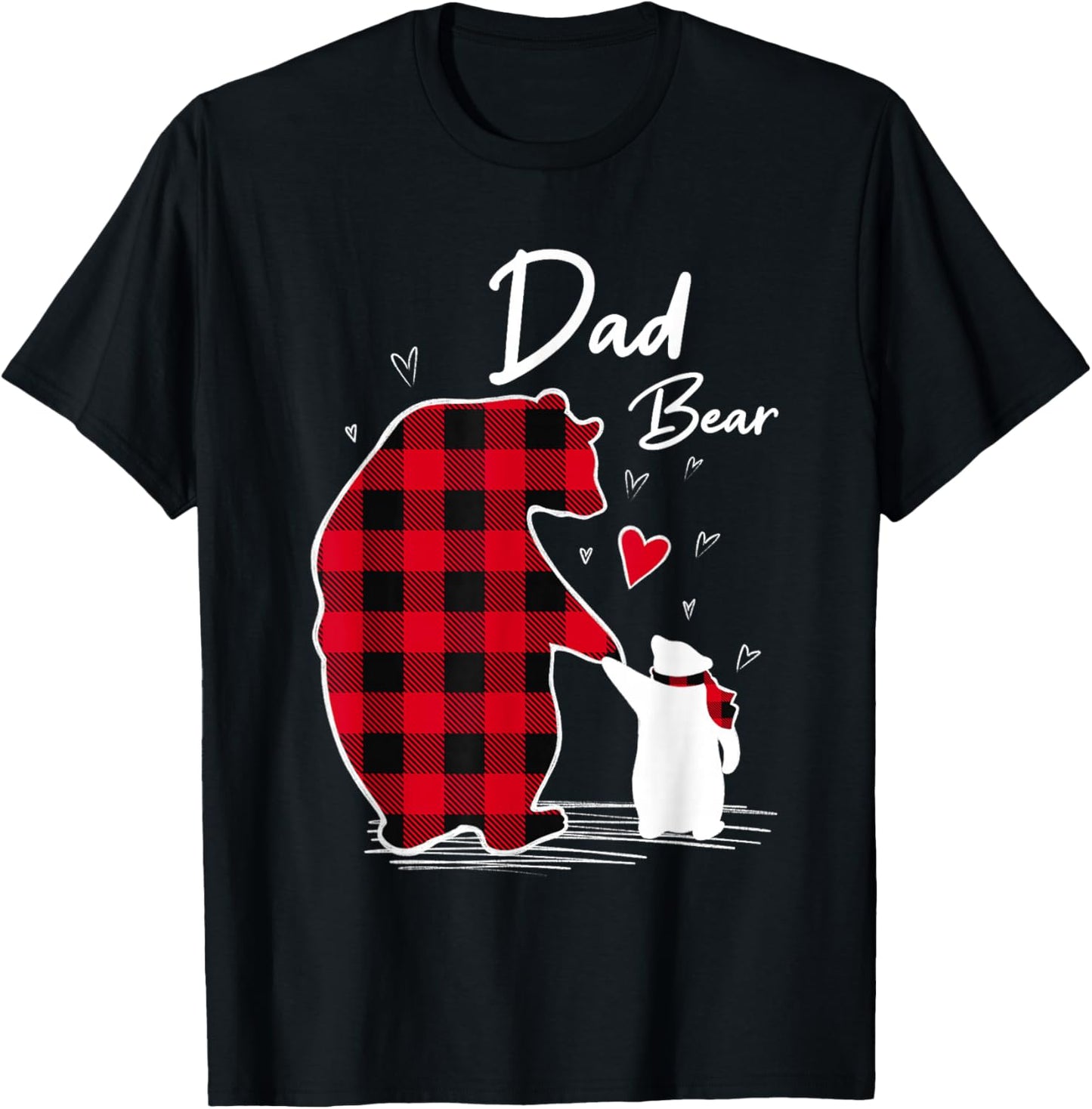 Dad Bear Christmas Pajama Red Buffalo Plaid T-Shirt - T-Shirt | Black