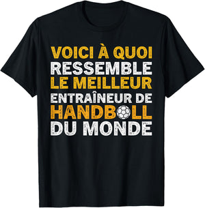 Funny Coach Best Handball Coach , Black, S T-Shirt - T-Shirt | Black