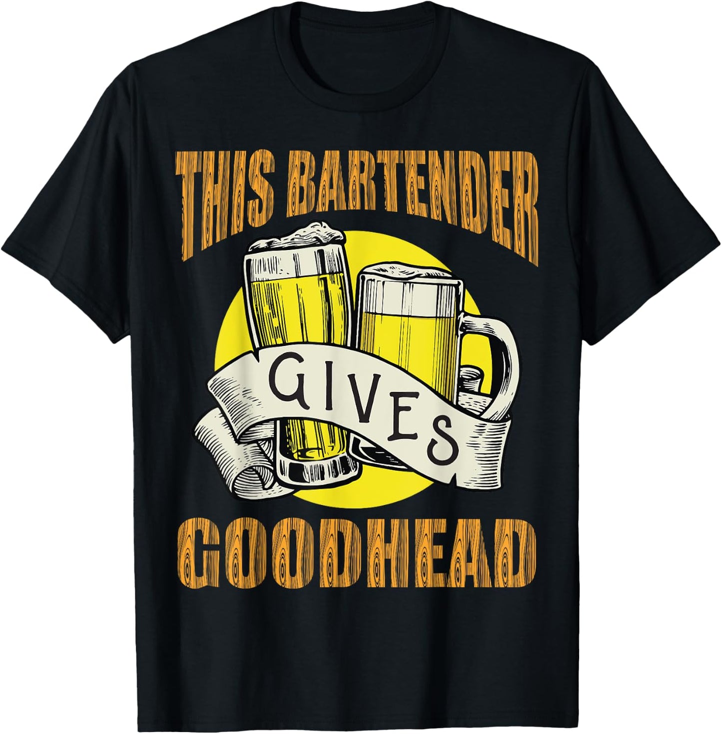This bartender Gives Good Heads Funny Vintage Bartender T-Shirt - T-Shirt | Black