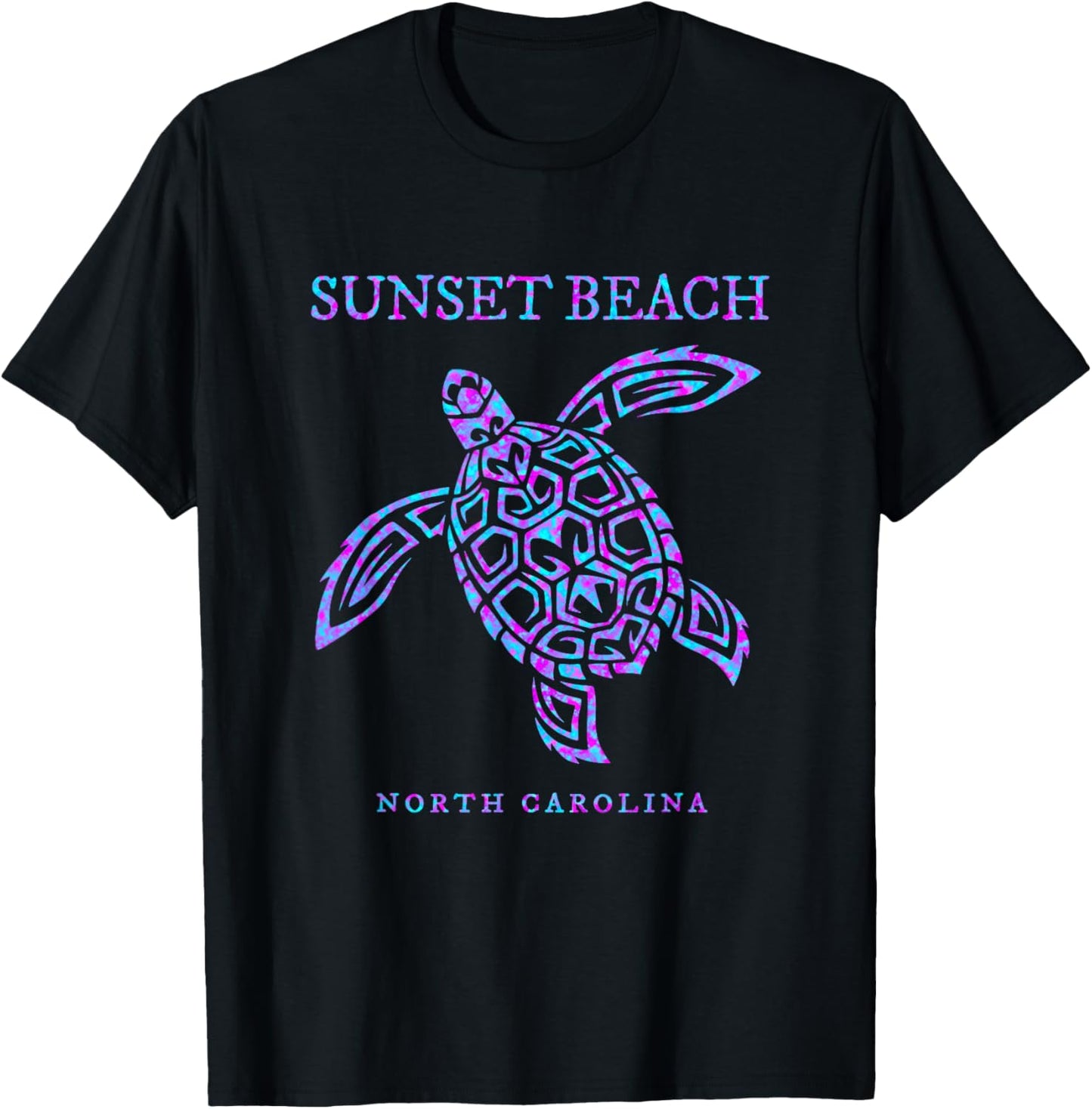 Sunset Beach North Carolina Sea Turtle Beach Vacation T-Shirt - T-Shirt | Black