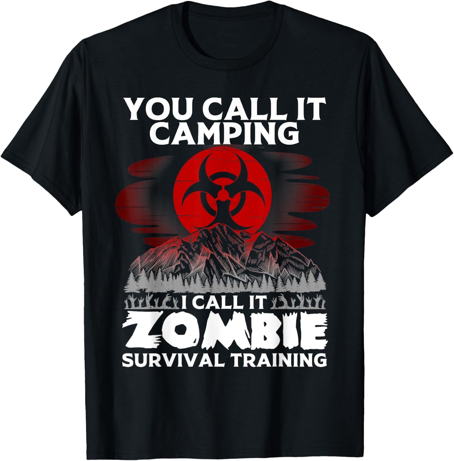 Funny Zombie Survival Camping Gift Boys Girls Cool Camp T-Shirt - T-Shirt | Black